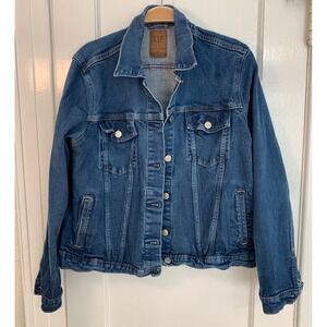 Gap Denim Jacket / Mid Dark Wash Blue Stretch Classic Trucker / Size XL